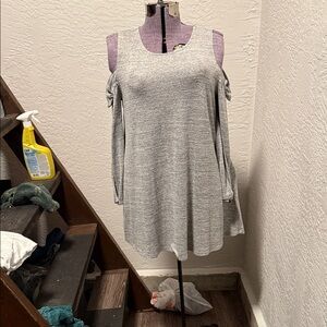 Cupio Gray Cold Shoulder Sweater